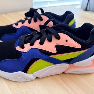 Puma Kids Multi-Color Athletic Sneakers in Black, Blue, Pink & Lime